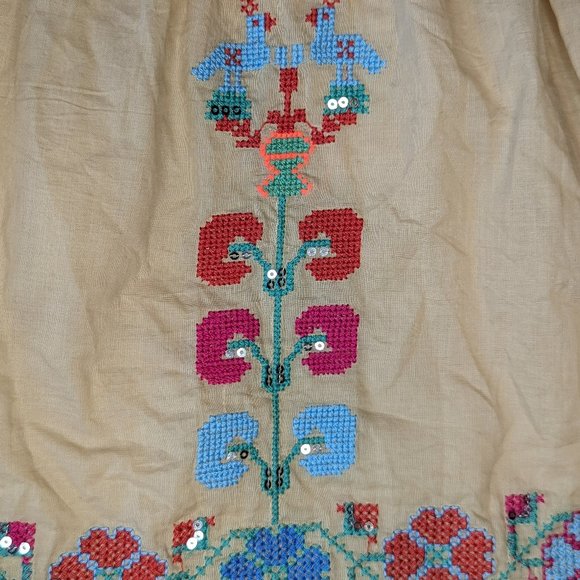 Luxe Moda Tan‎ Emroidered Shirt S 100% Cotton - Picture 5 of 8